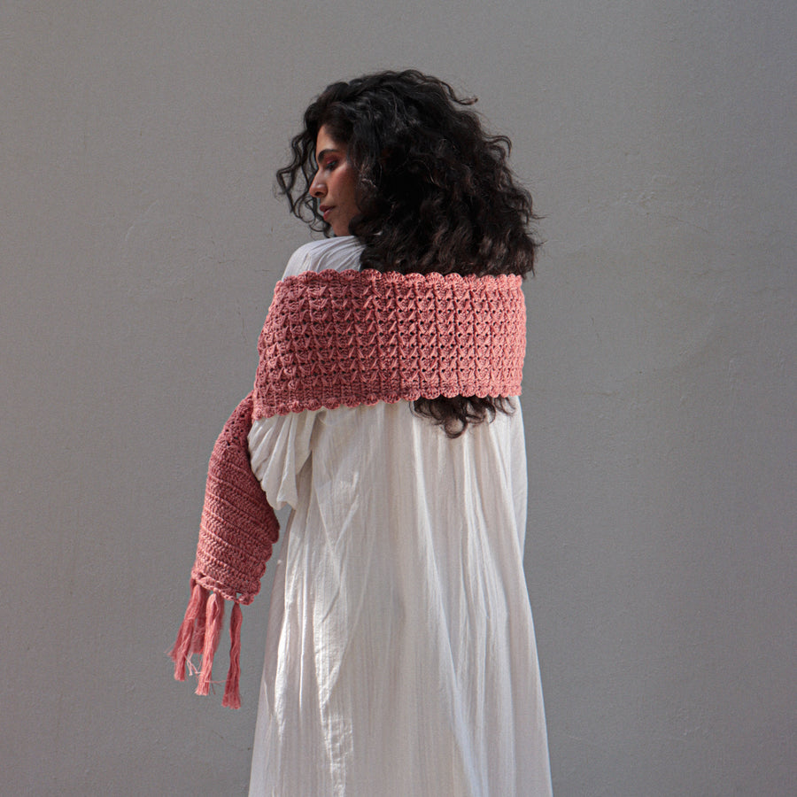 Mix Pink Cotton Crochet Stole