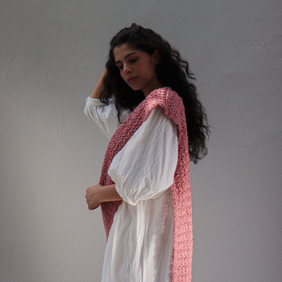 Mix Pink Cotton Crochet Stole
