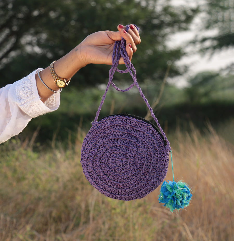 Miniature Round Crochet Sling Bag
