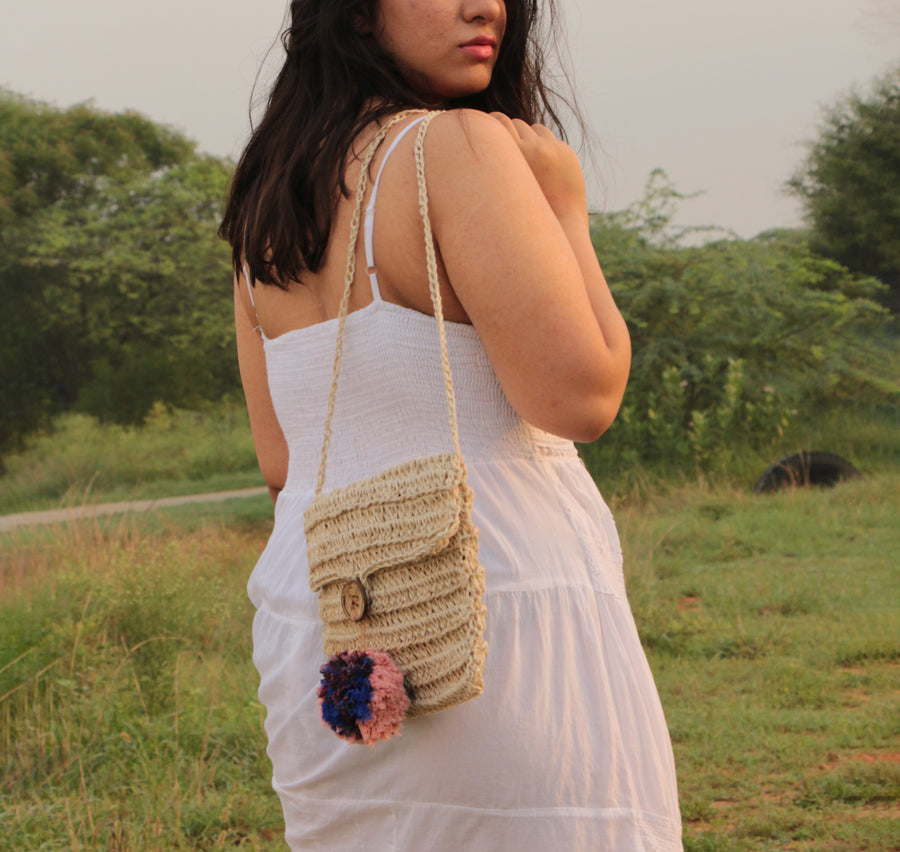 Jute Crochet Sling Bag