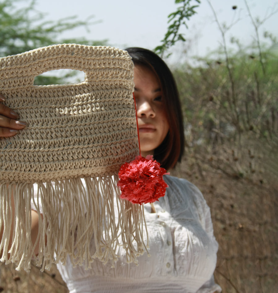 Miniature Crochet Handbag with Tassels