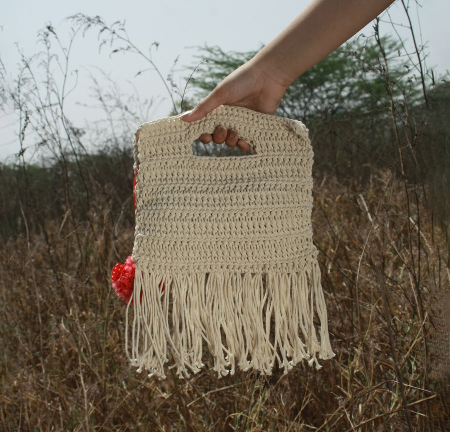 Miniature Crochet Handbag with Tassels