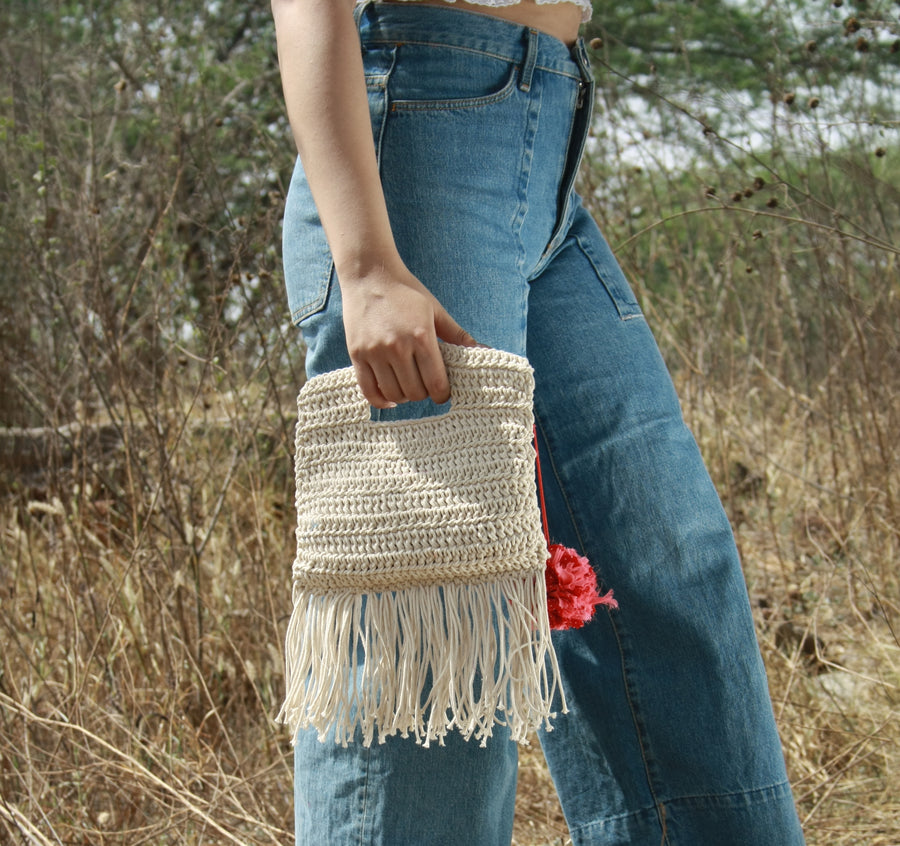 Miniature Crochet Handbag with Tassels