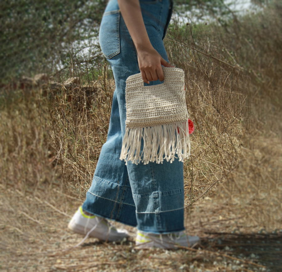 Miniature Crochet Handbag with Tassels