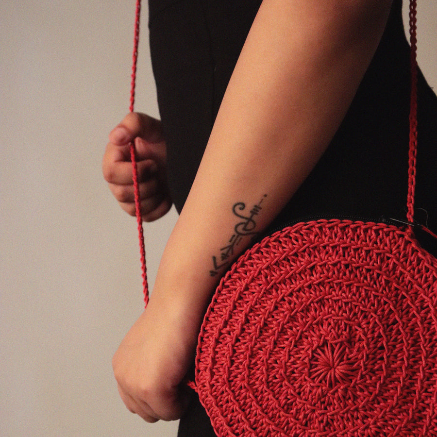 Miniature Round Crochet Sling Bag