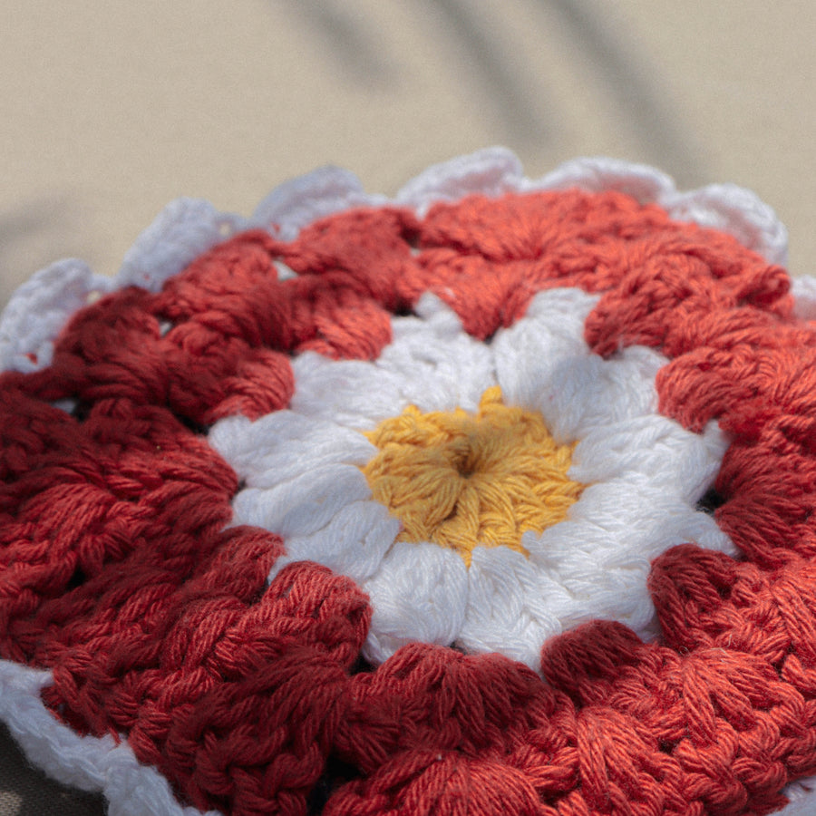 Red Daisy Crochet Wristlet