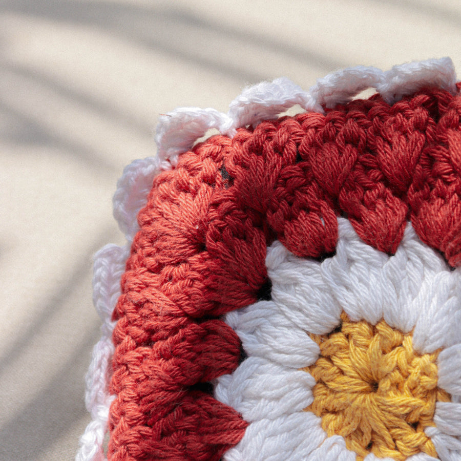 Red Daisy Crochet Wristlet