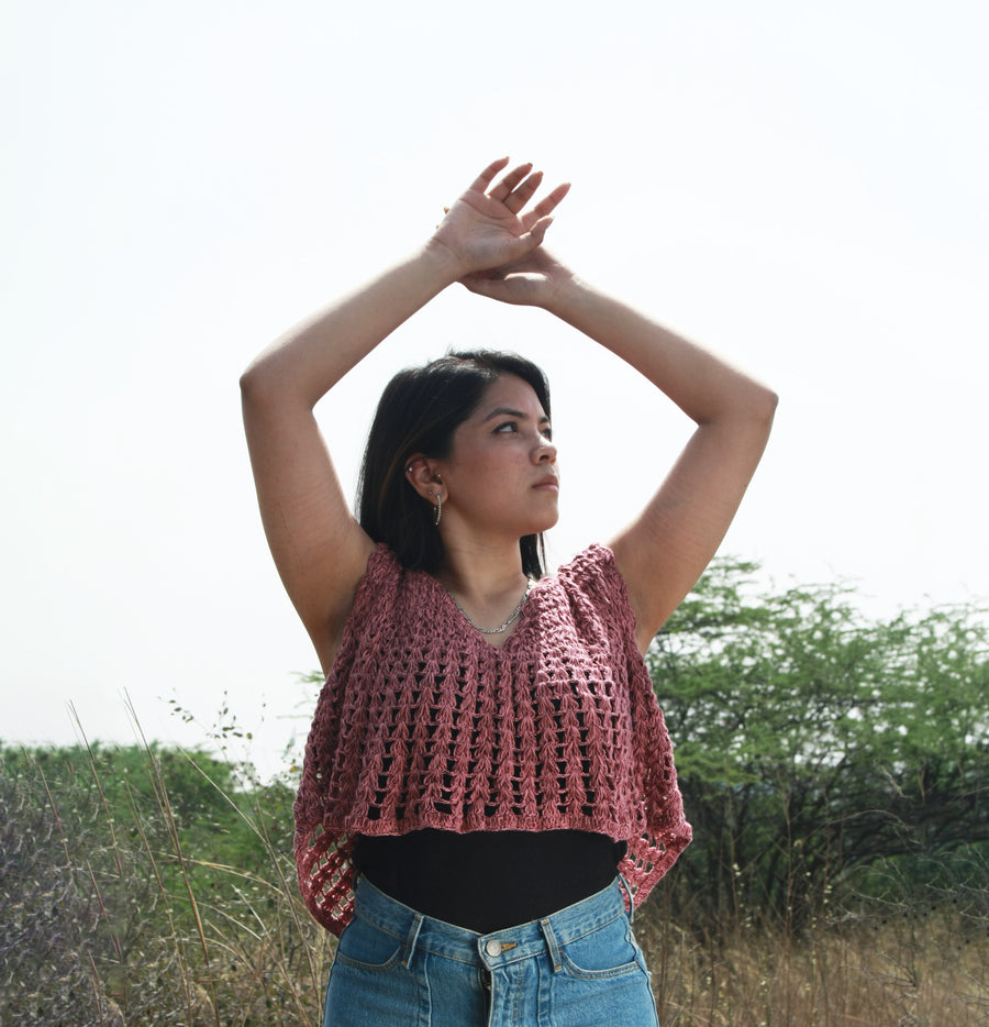 Dusky Rose Crochet Vest