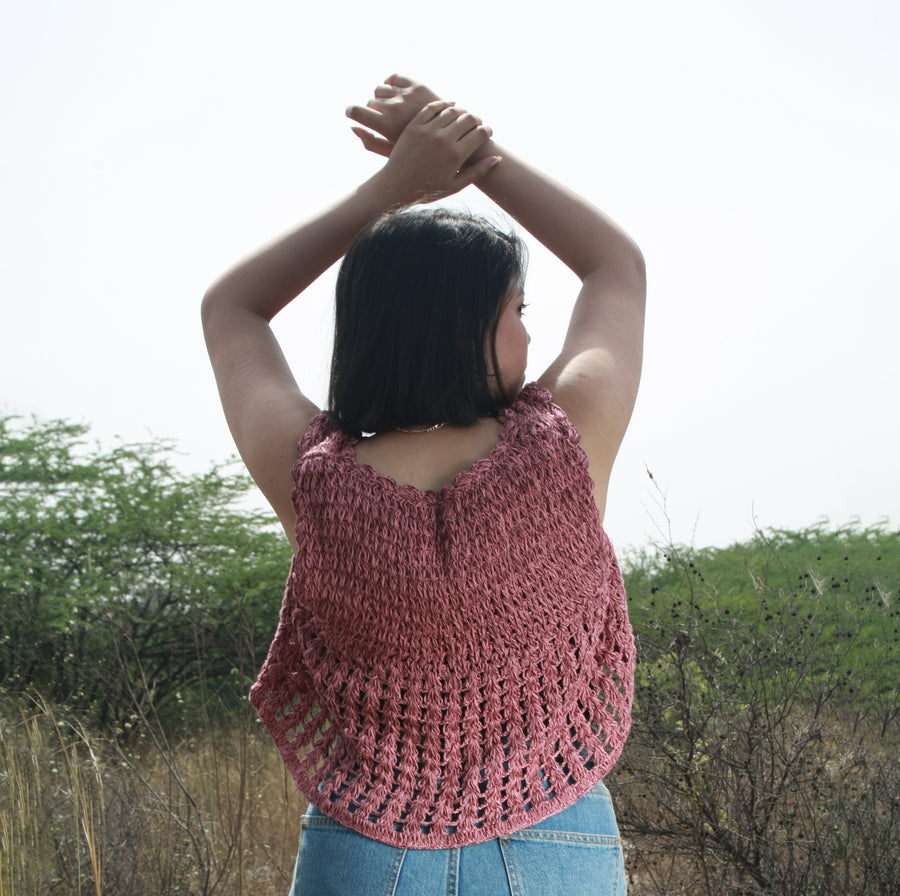 Dusky Rose Crochet Vest