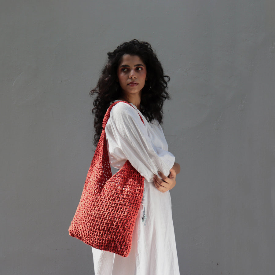 Rust Hobo Crochet Shoulder Bag