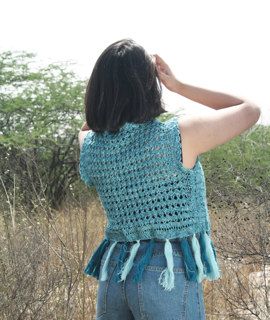 Tasseled Crochet Shrug