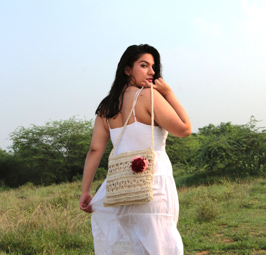 Jute Crochet Jaali Shoulder Bag