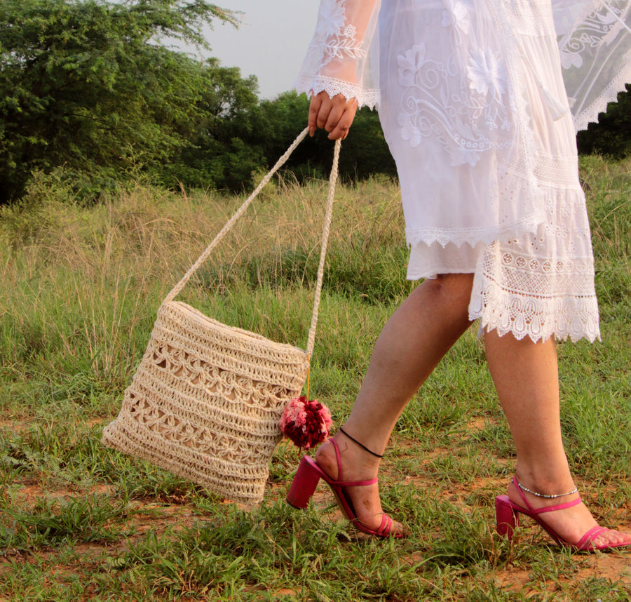 Jute Crochet Jaali Shoulder Bag