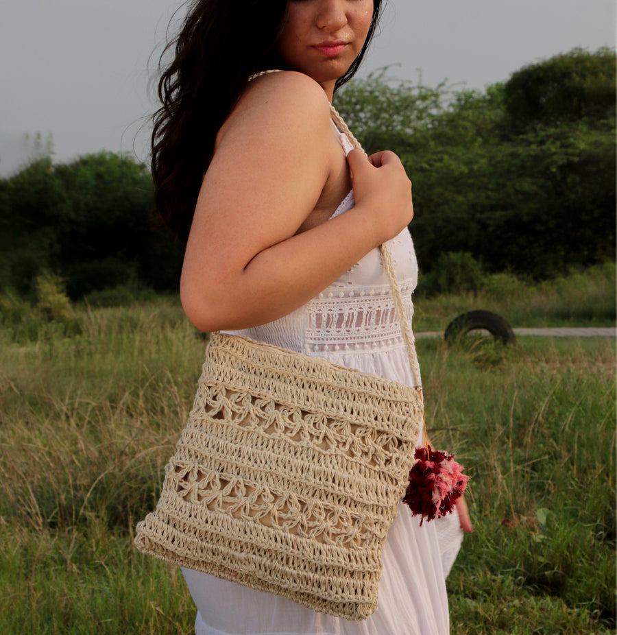 Jute Crochet Jaali Shoulder Bag