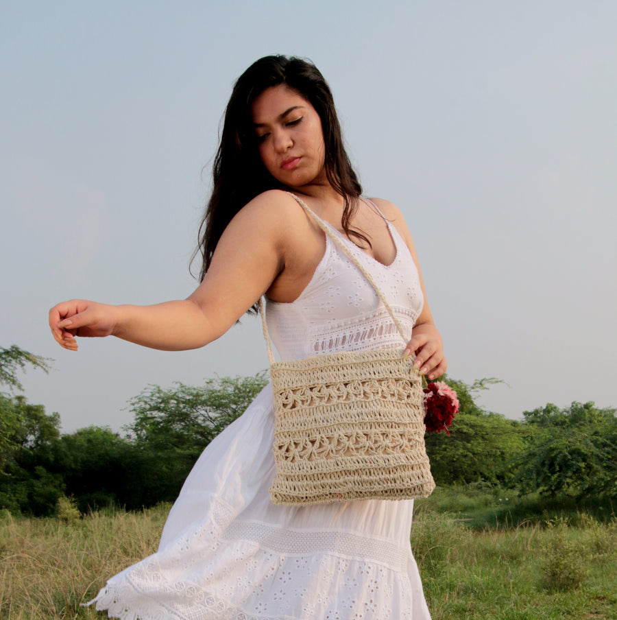 Jute Crochet Jaali Shoulder Bag