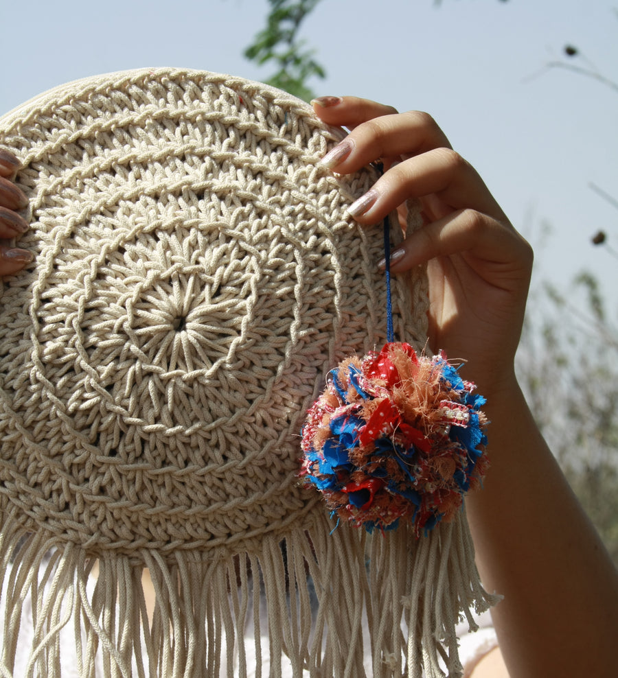 Miniature Round Crochet Bag with Tassels