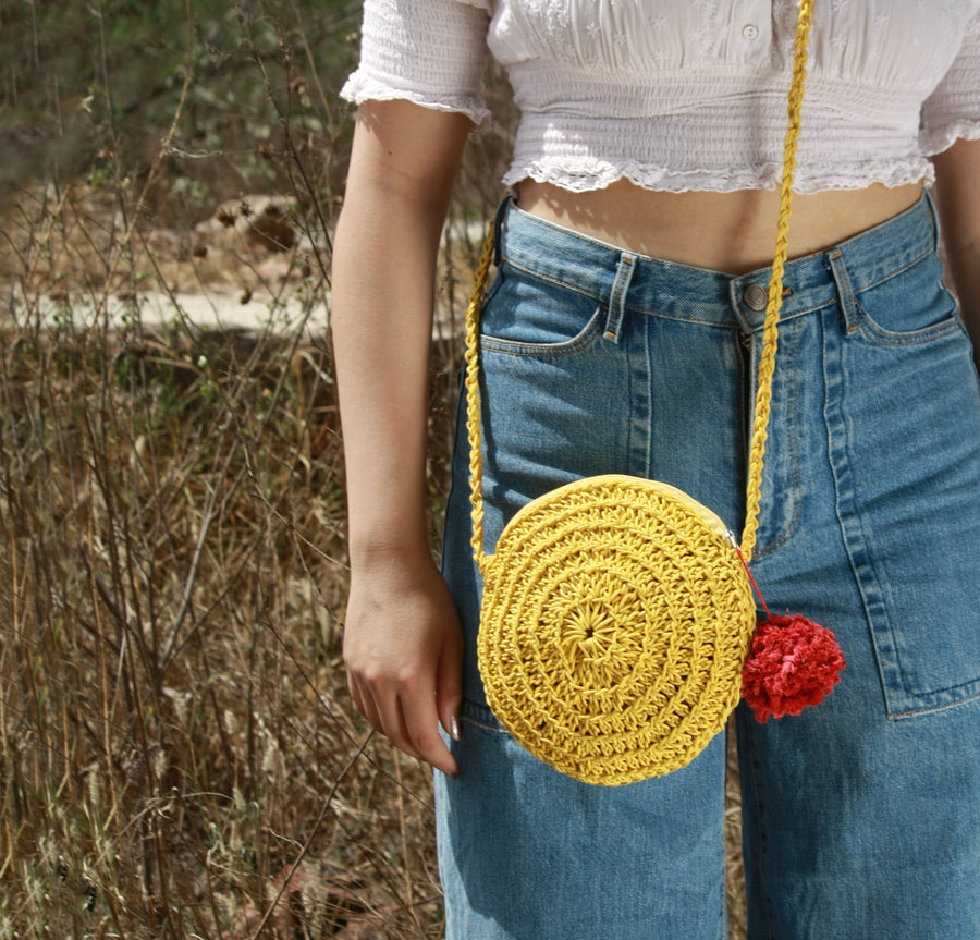 Miniature Round Crochet Sling Bag