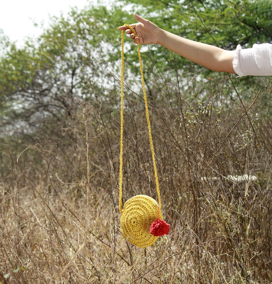 Miniature Round Crochet Sling Bag