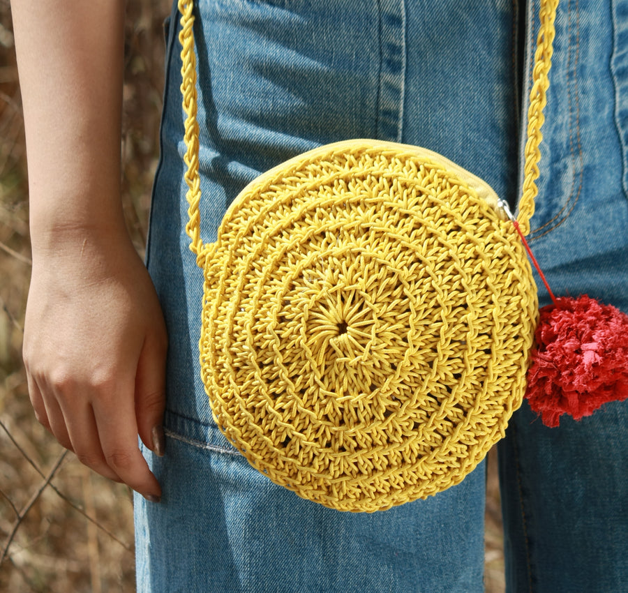 Miniature Round Crochet Sling Bag