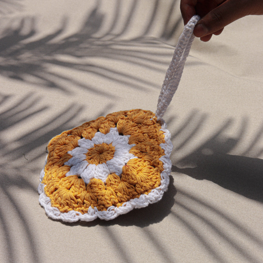 Yellow Daisy Crochet Wristlet