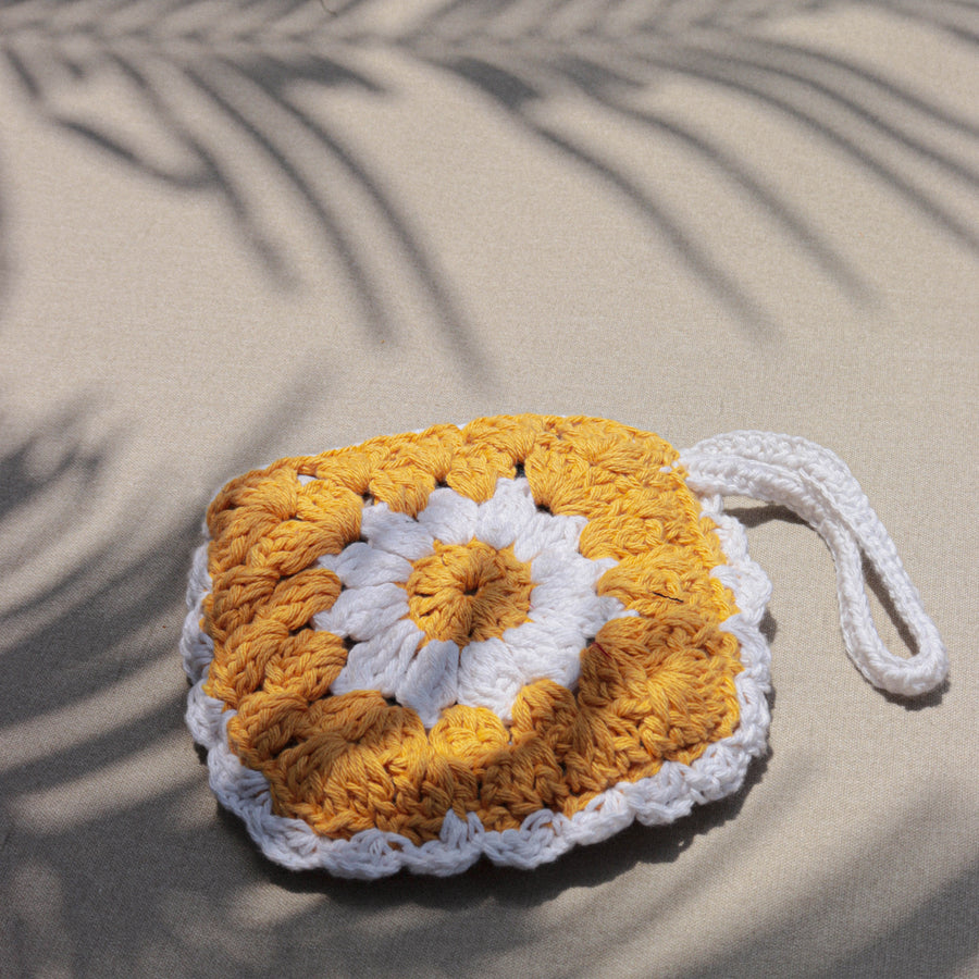 Yellow Daisy Crochet Wristlet