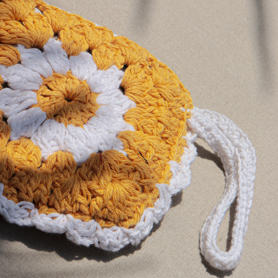Yellow Daisy Crochet Wristlet